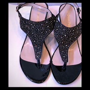 Dressy thong wedge sandals